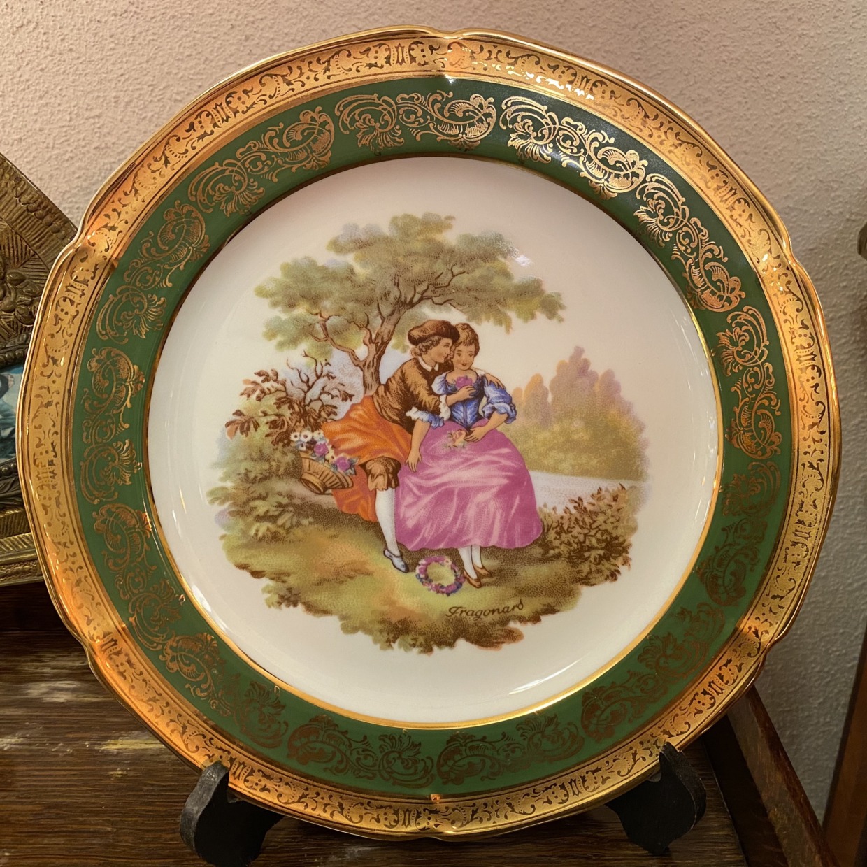 リモージュ Limoges　Fragonard フラゴナール　グリーン　絵皿　