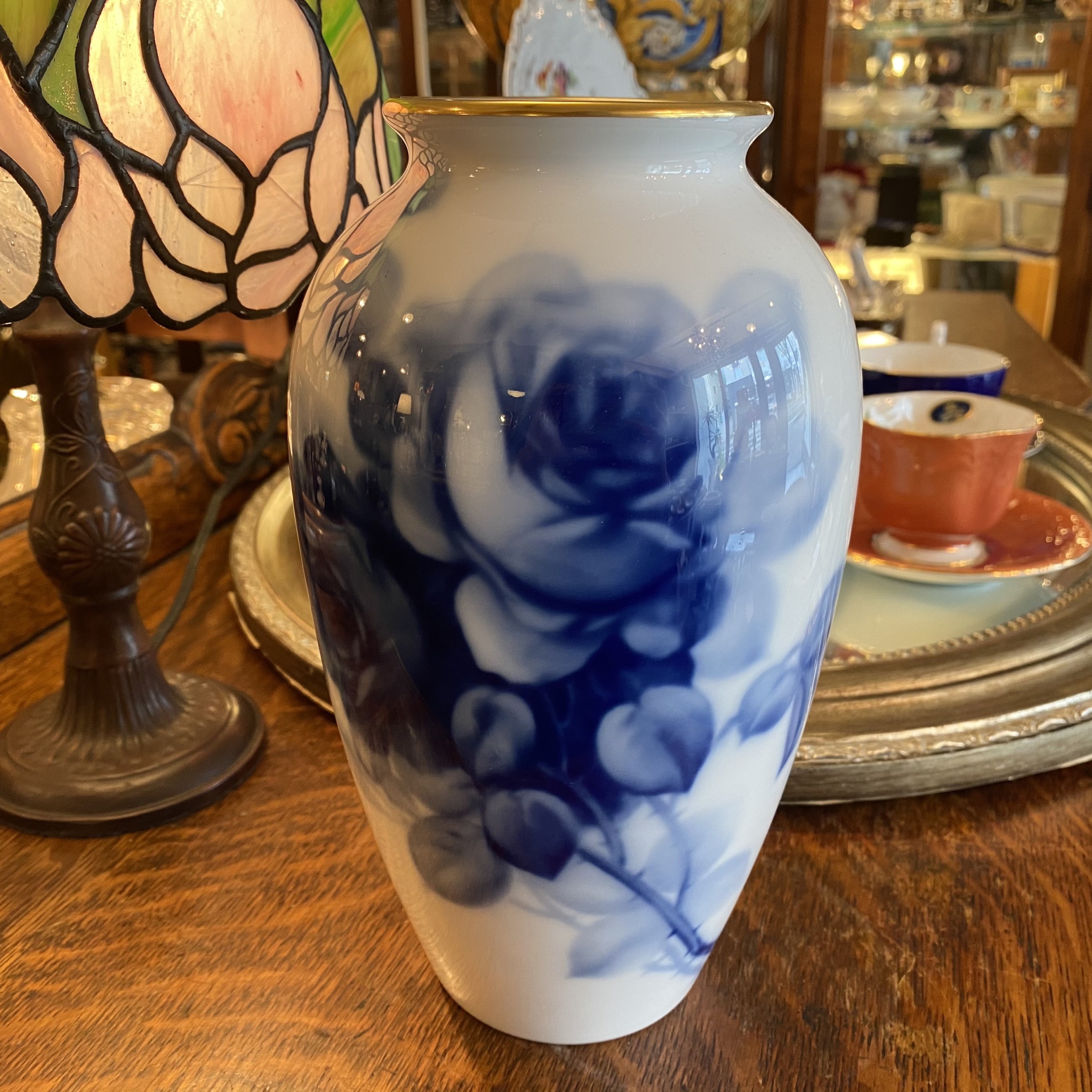 Blue Rose ブルーローズ 花瓶 (中) 大倉陶園 | Antique Nanae