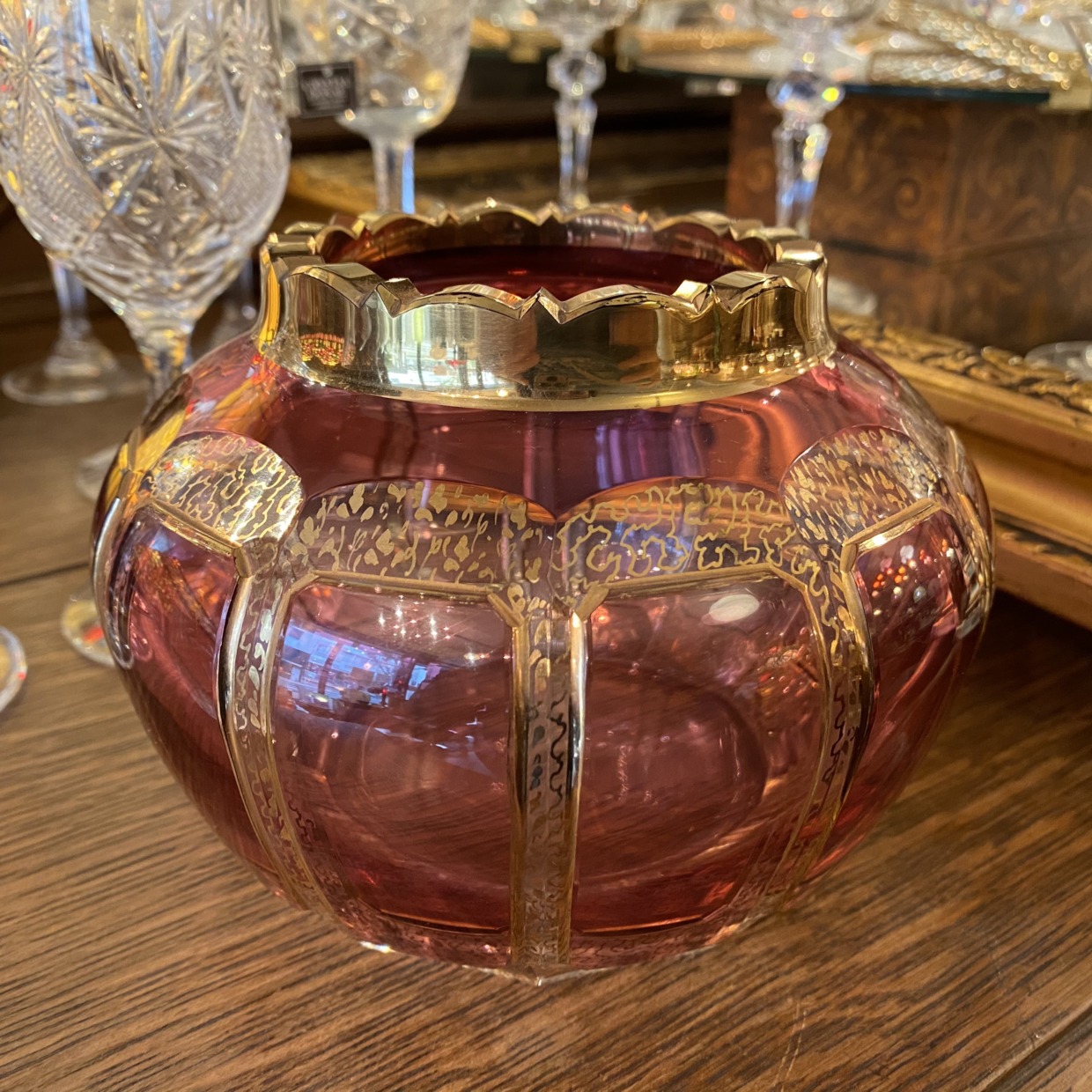 Venetian Glass　ベネチアガラス ピンク 花瓶 (中) イタリア製