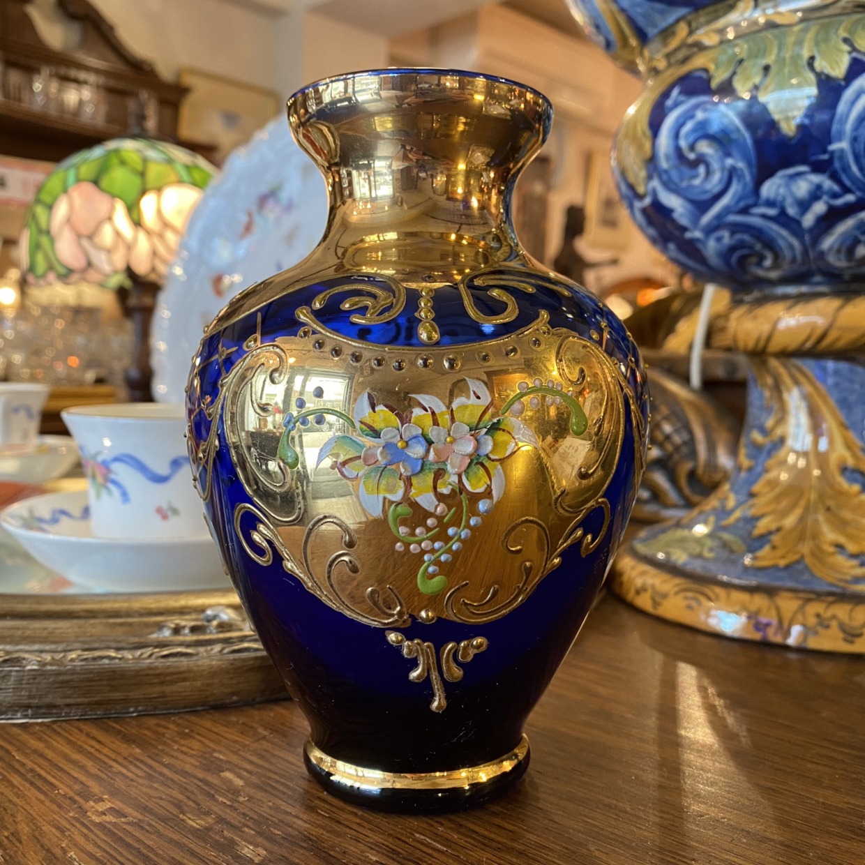 Venetian Glass　ベネチアガラス ブルー 花瓶 イタリア製