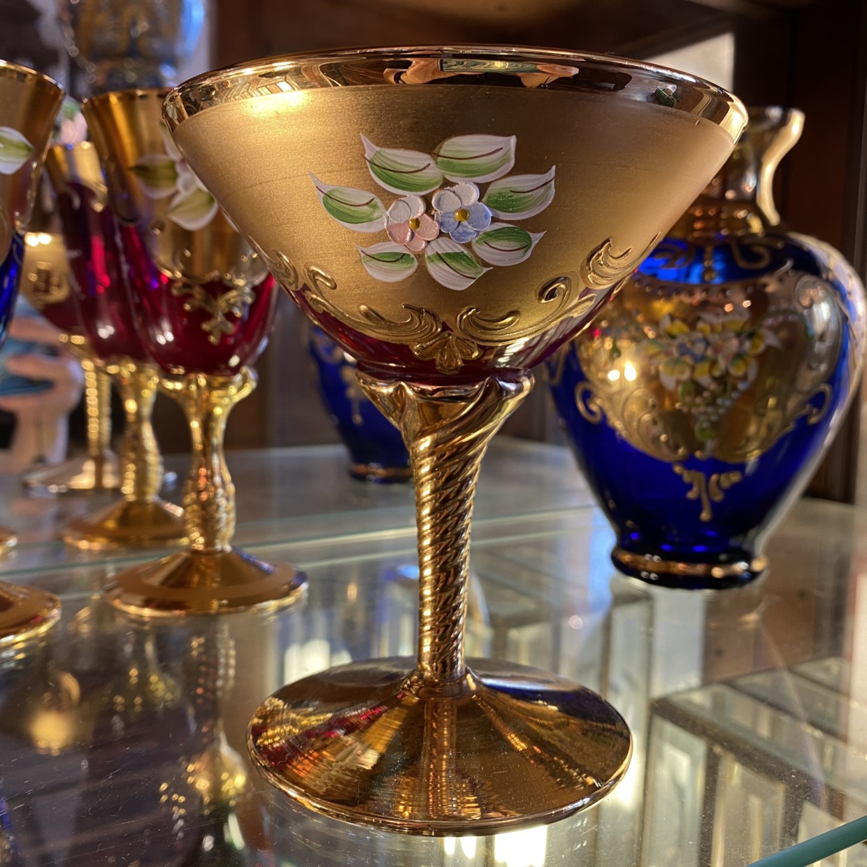 Venetian Glass　ベネチアガラス　カクテルグラス 　赤