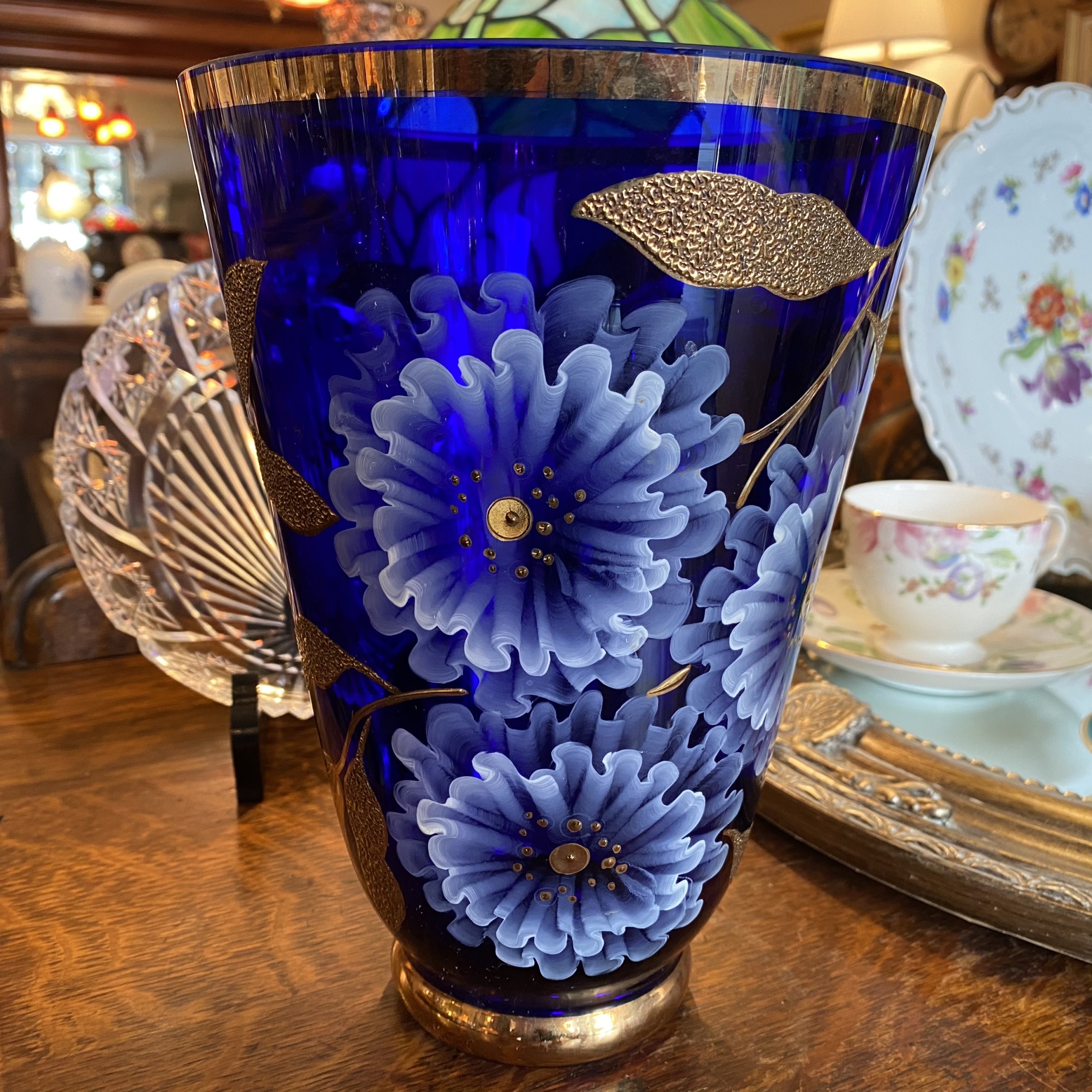 BOHEMIA　ボヘミアガラス　花瓶　青