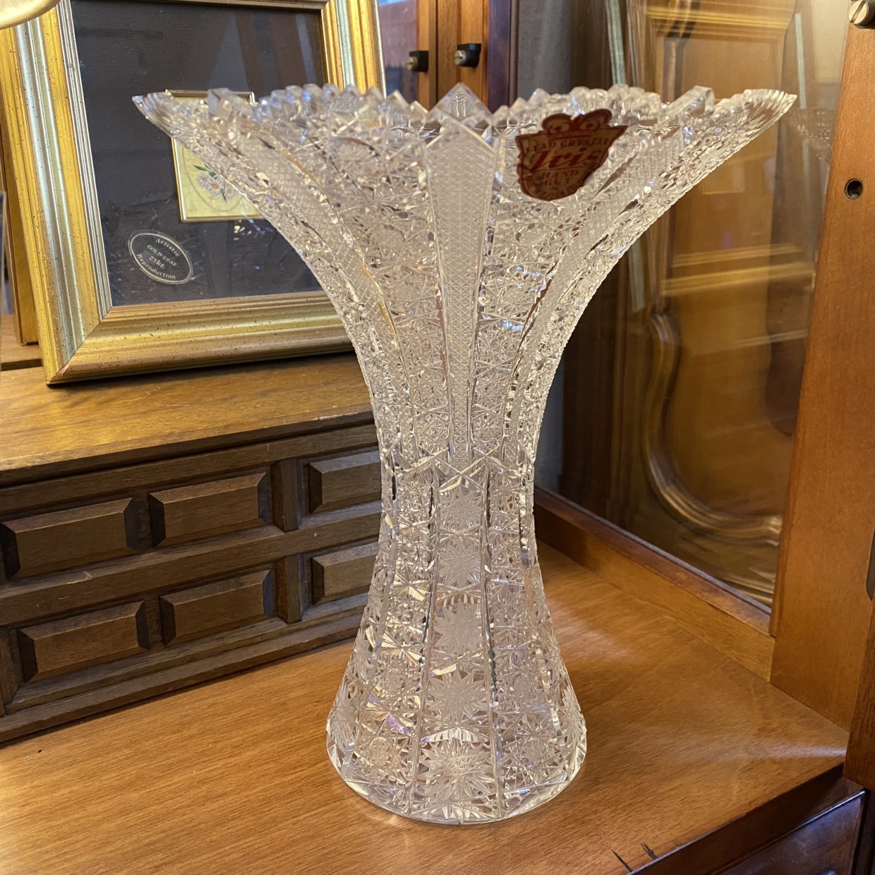 Iris　クリスタル花瓶　ハンドカット