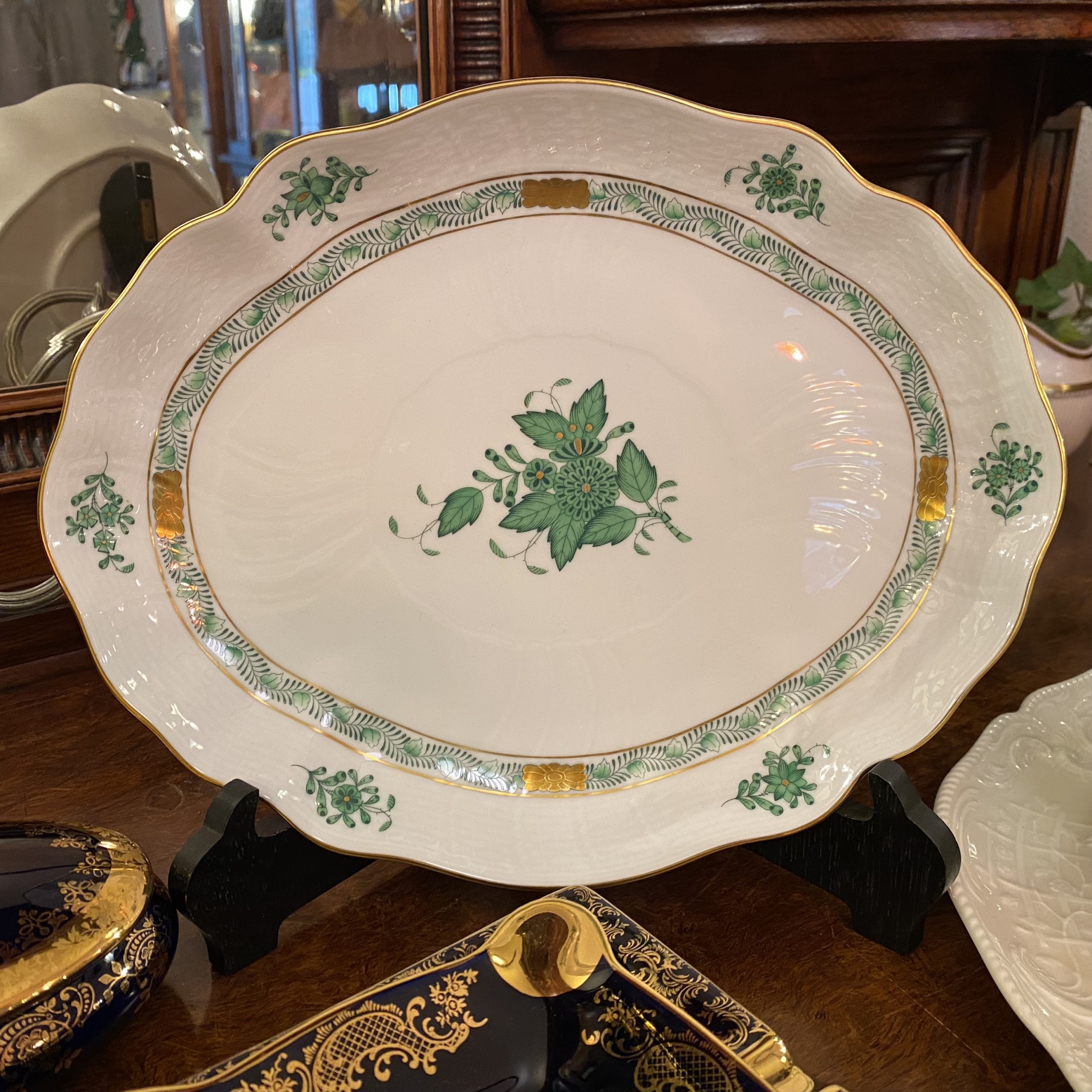 Herend オーバルディッシュ アポニー・グリーン | Antique Nanae