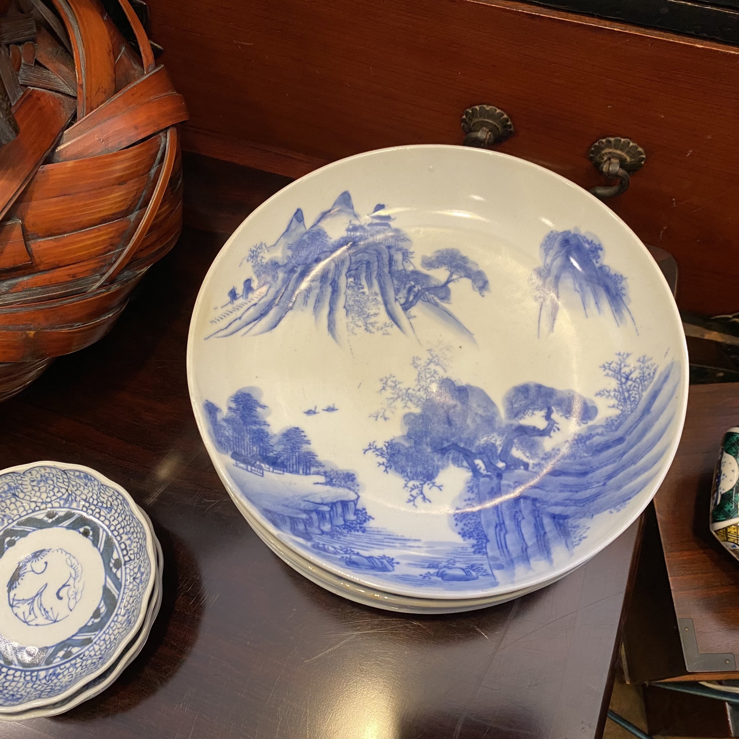 美品　大乗寺伊万里　八寸皿　5枚　ディナー皿 美品 大乗寺伊万里 八寸皿 5枚 ディナー皿 伊万里染付草花文