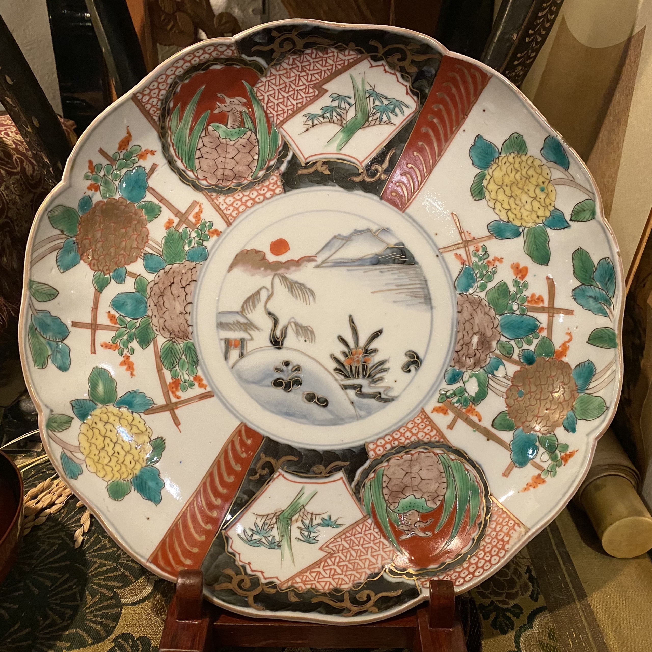 伊万里焼 染錦絵八寸皿 六枚セット 色絵牡丹 山徳窯 伊万里焼色絵八寸皿 | 発酵素材オンラインストア