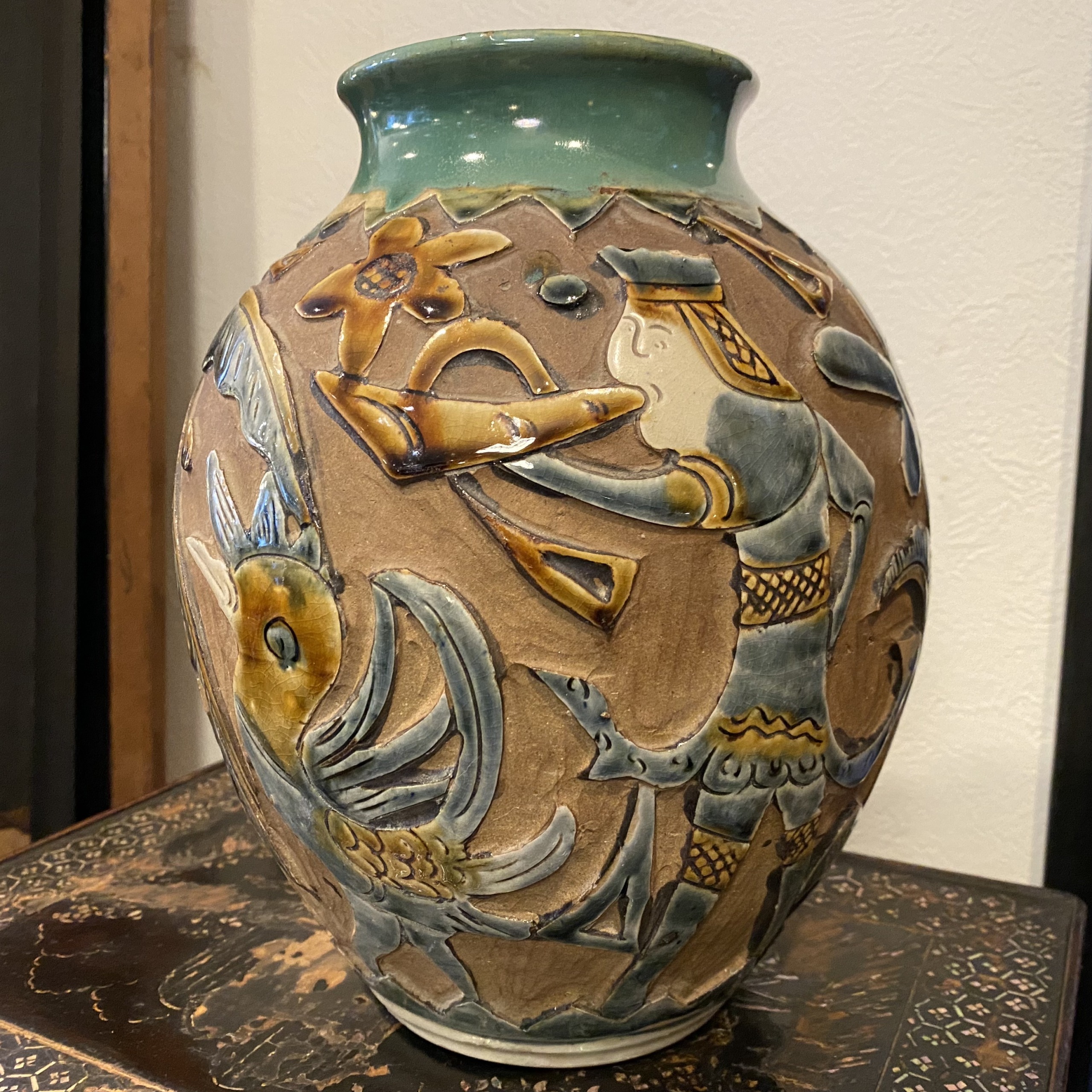 沖縄　琉球ガラス　花瓶　壺　インテリア　工芸　芸術宜しくお願い致します