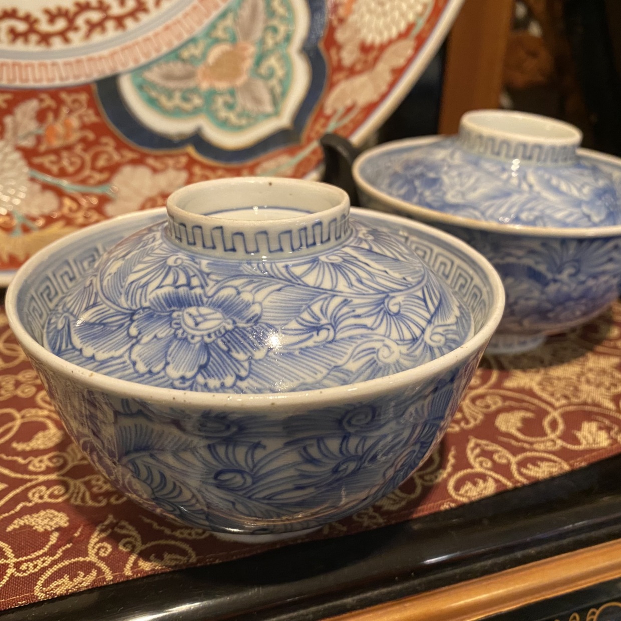 伊万里焼　飯茶碗　染付線描き　江戸時代 天保１５年