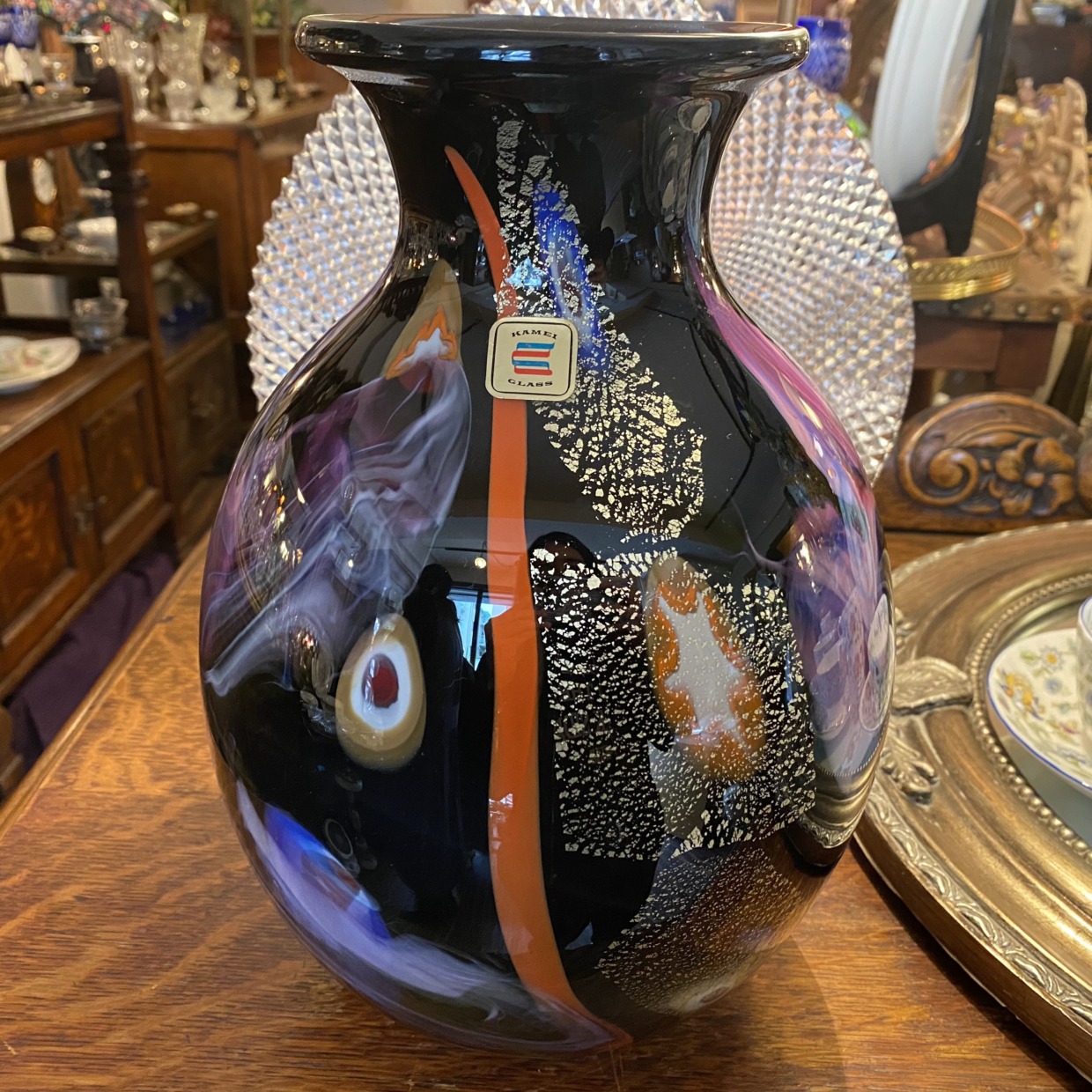 Kamei Glass　マーブルガラス　花瓶
